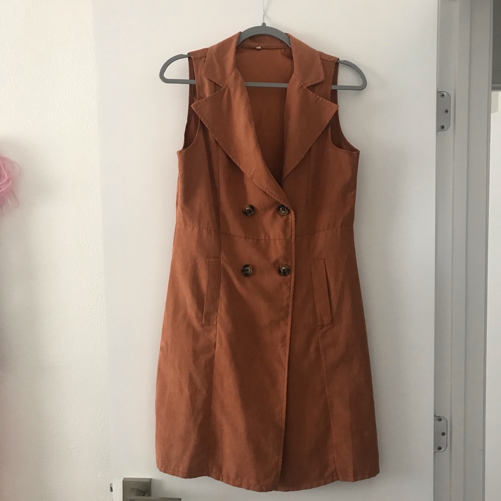 SheIn Brown/Tan Faux Suede Vest Dress
